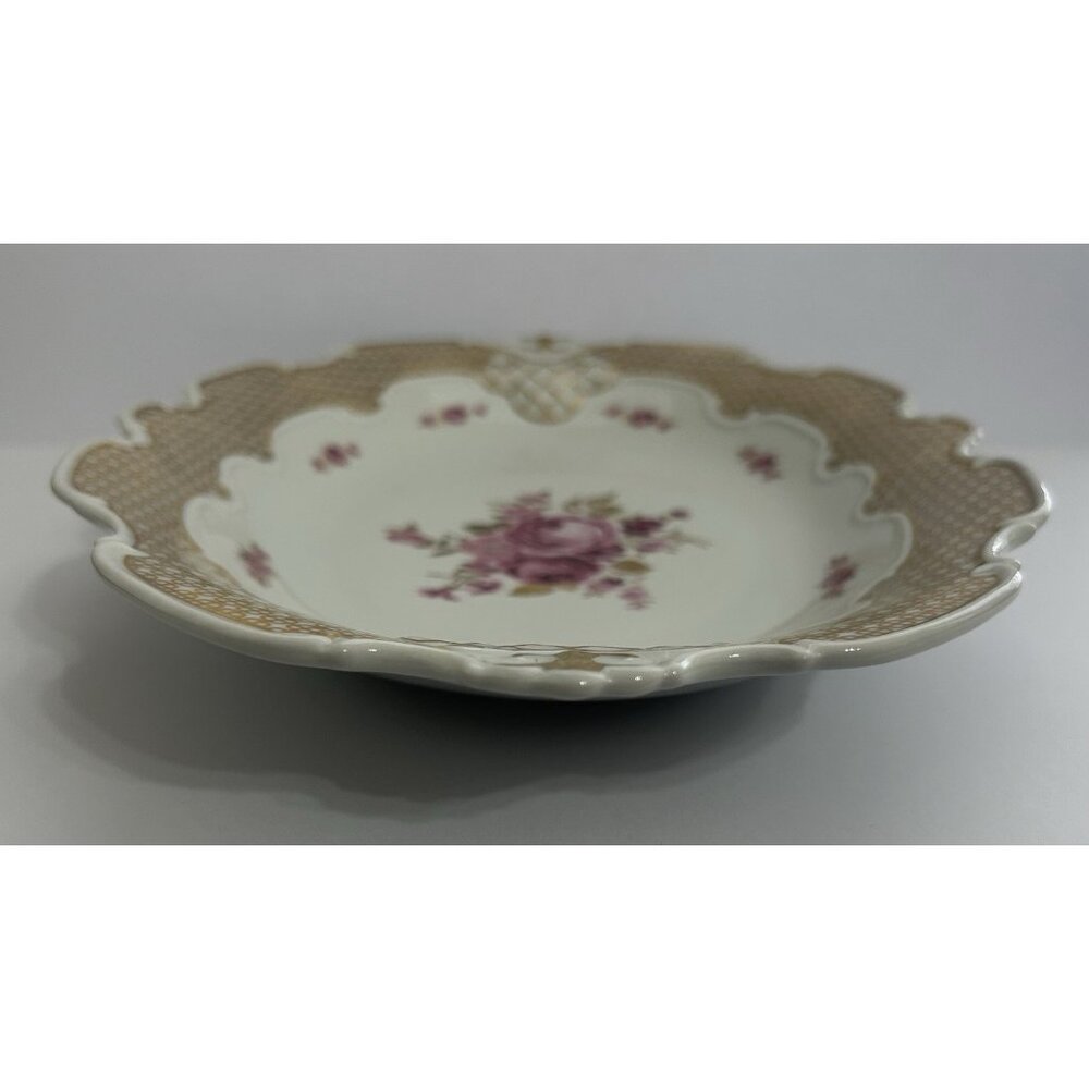 Wallendorf 1764 Oblong Rose Pink and Gold Dish Porcelain Germany 13x9 Inches - Picture 3 of 10